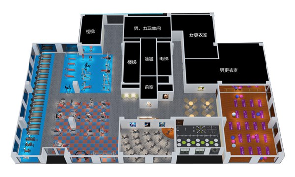 1500平方健身房配置方案-广西多宝电竞体育健身器材有限公司