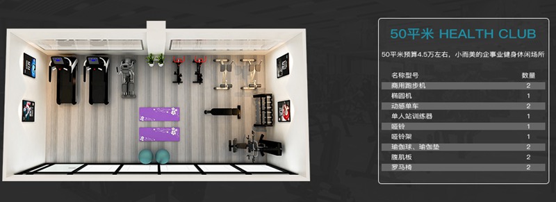 50平方健身室-多宝电竞健身器材企事业健身解决方案